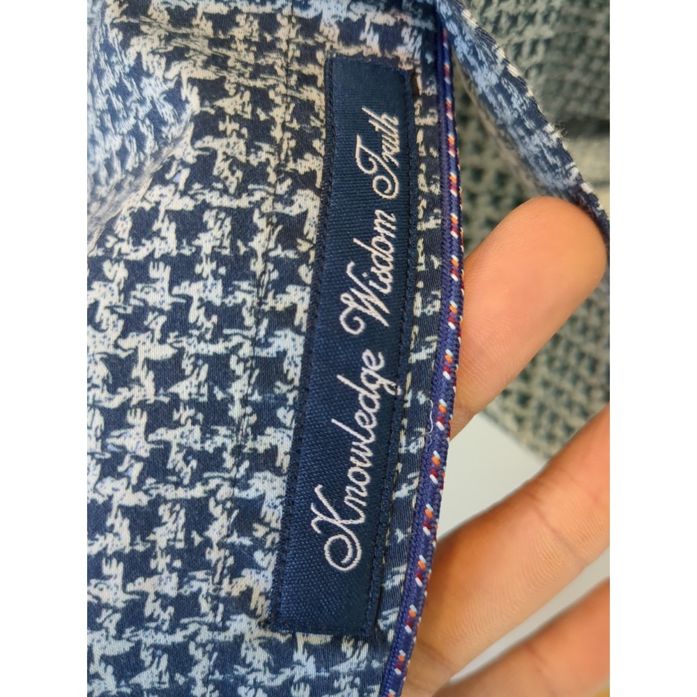 Robert Graham Modern Americana Men's TAILORED Flip‎ Cuff Blue Check Shirt Large - Picture 6 of 13